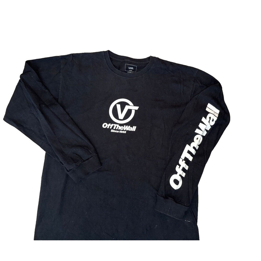 Vans “Off The Wall” Long Sleeve T-Shirt Mens Size L Black/White Logo Spell Out